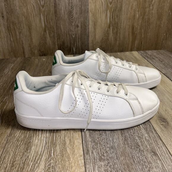 Adidas Mens US Size 13 Cloudfoam Advantage AW3914 White Leather Sneaker Shoes - Picture 1 of 11